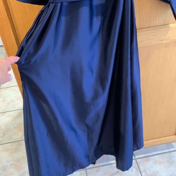 Vintage Kimono Style Satin Floral Long Navy Long Robe Women Sz 10– 12 Made in UK - Picture 13 of 17